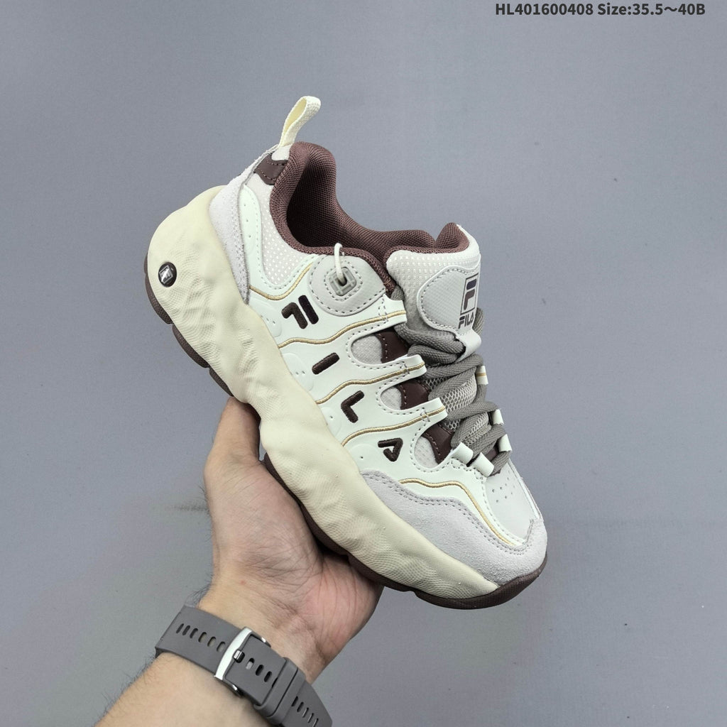 FILA Chunky Sneakers in Cream and Brown