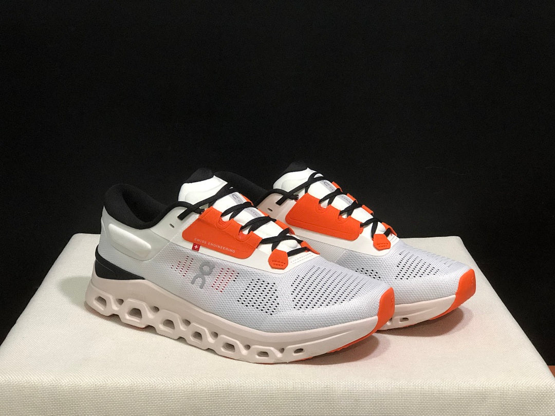 On Cloudstratus 3 Running Shoes in White and Orange