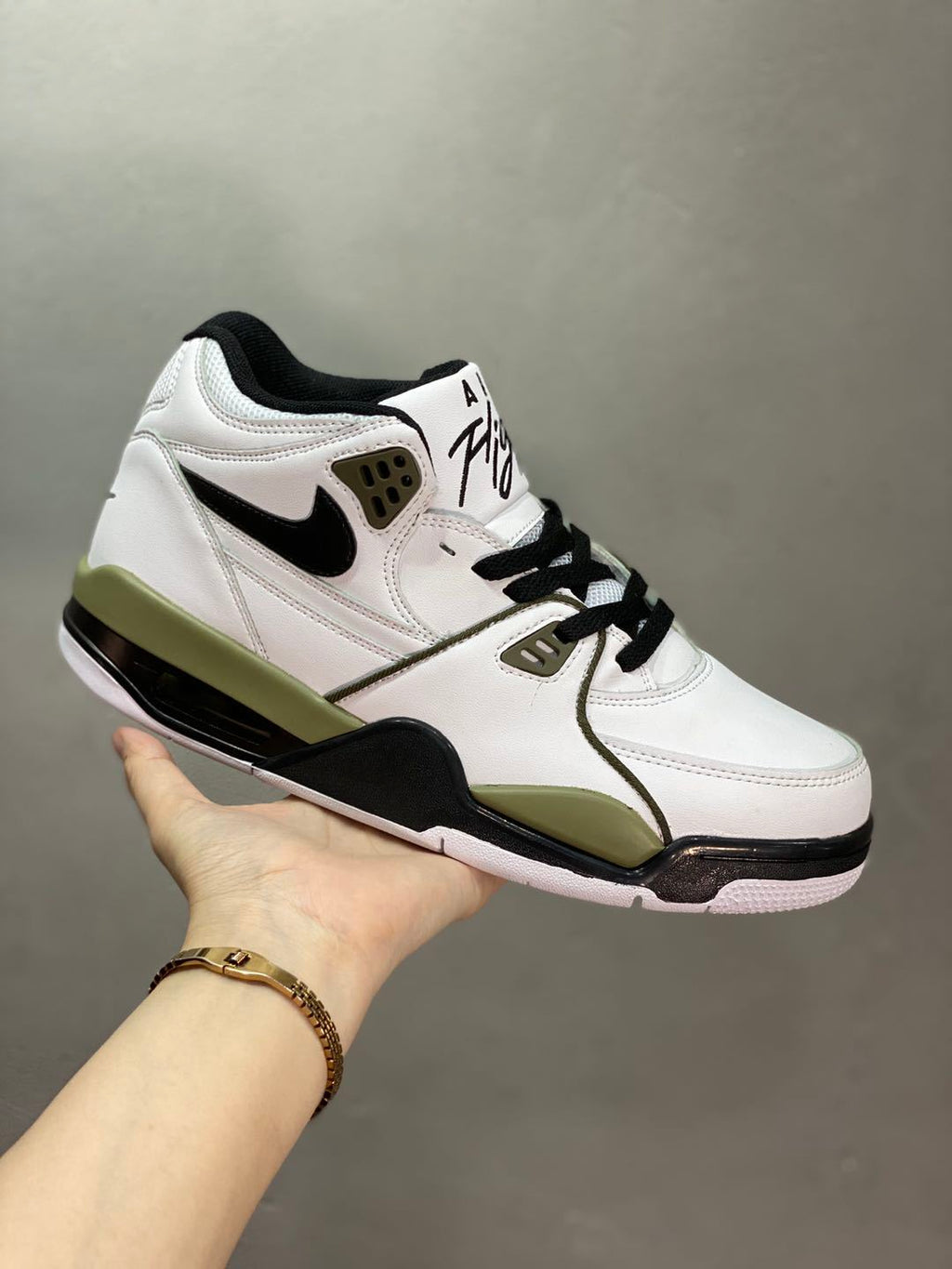 Nike Air Flight 89 Sneakers White Olive Green