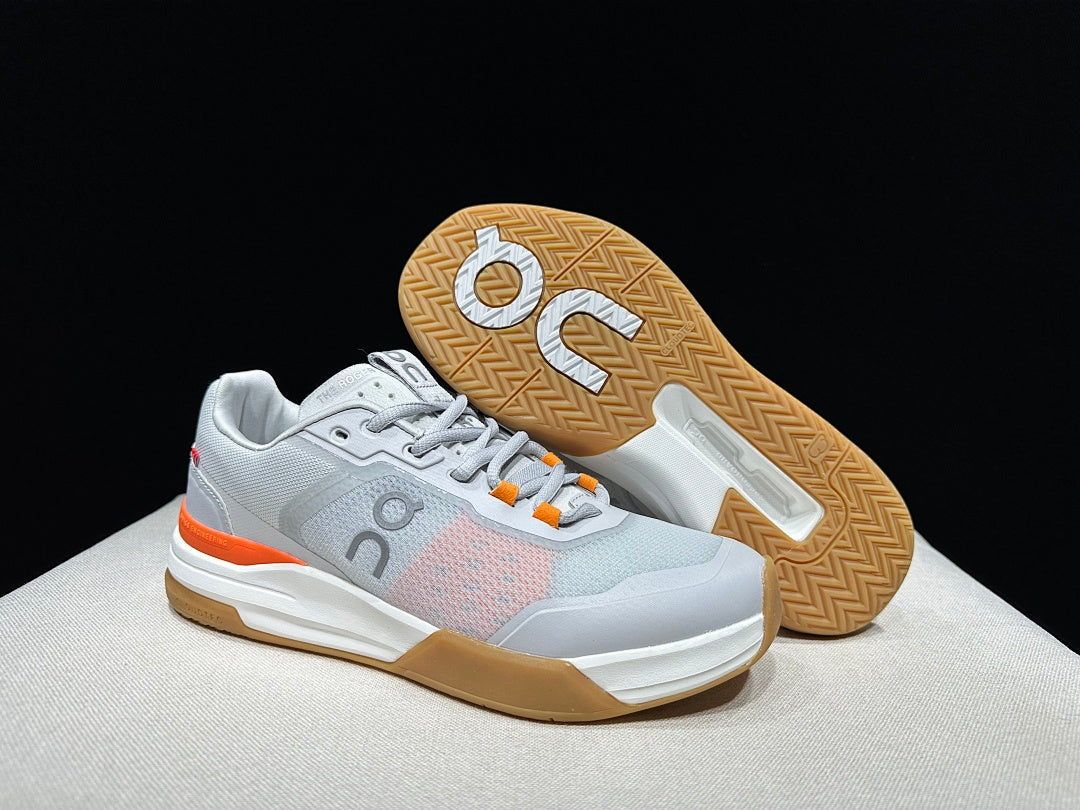 On THE ROGER Advantage Pro Tennis Shoes, Grey and Orange