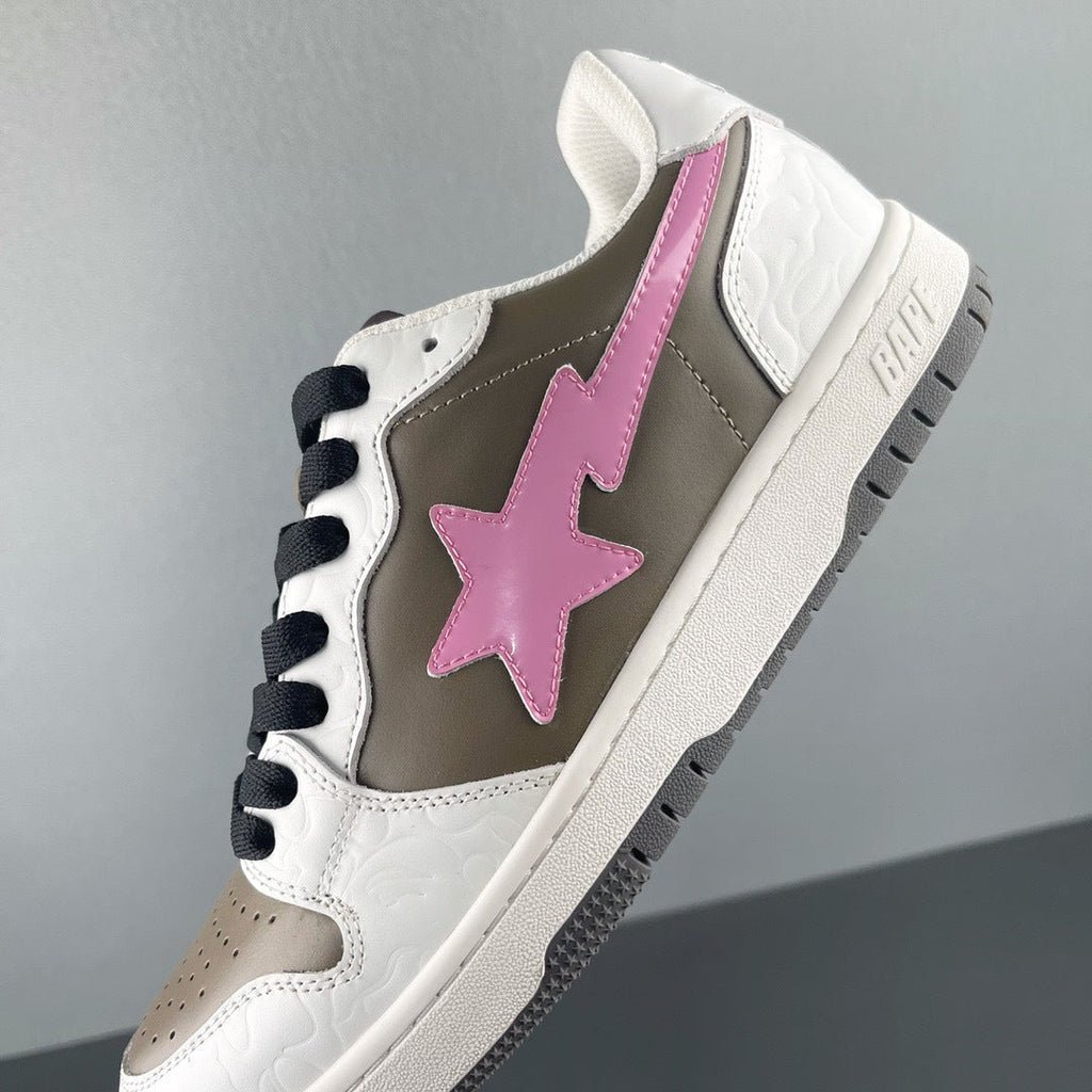BAPE Sk8 Sta Low-Top Sneakers in White, Taupe and Pink