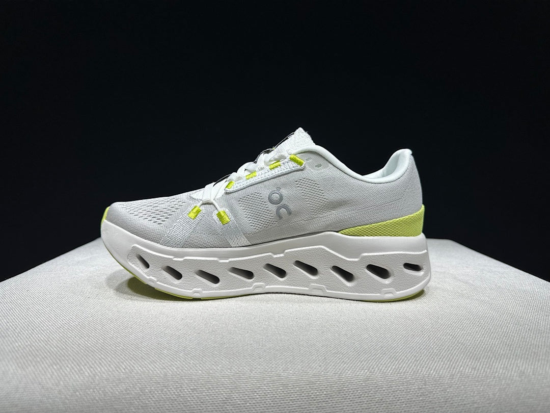On Cloudeclipse White Green Running Sneakers