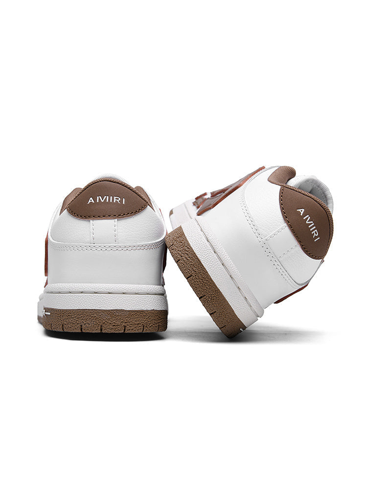 AIVIRI MFS003-126 White and Brown Low-Top Sneakers