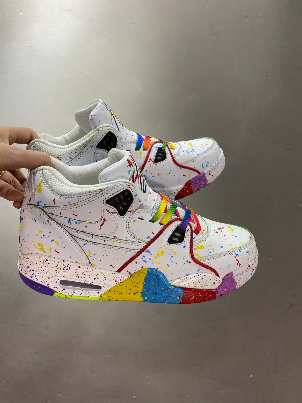 Nike Air Flight 89 High-Top Sneakers in White Multicolor