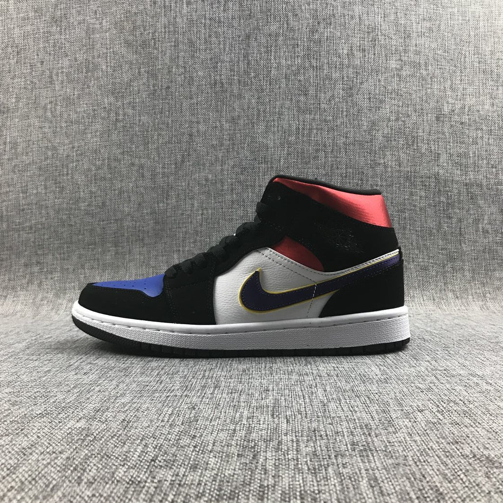 Air Jordan 1 Mid SE Black Purple Yellow Sneakers 852542-005