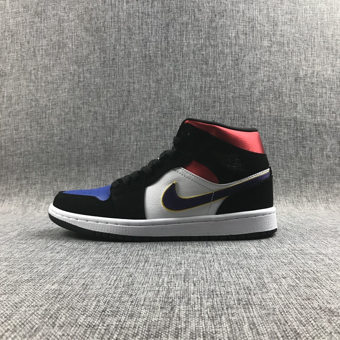 Air Jordan 1 Mid SE Black Purple Yellow Sneakers 852542-005