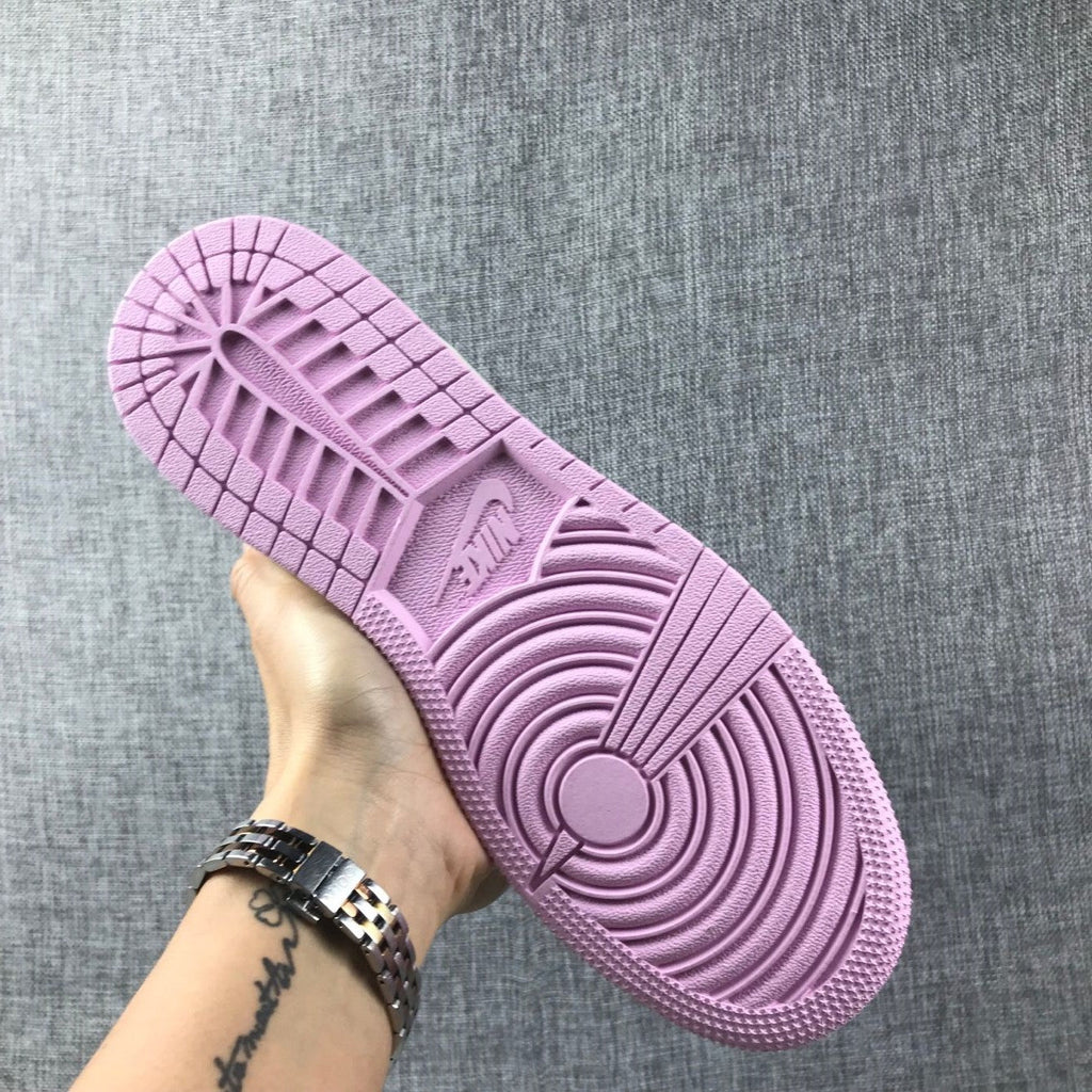 Air Jordan 1 Mid GS Sneakers White Purple Pink