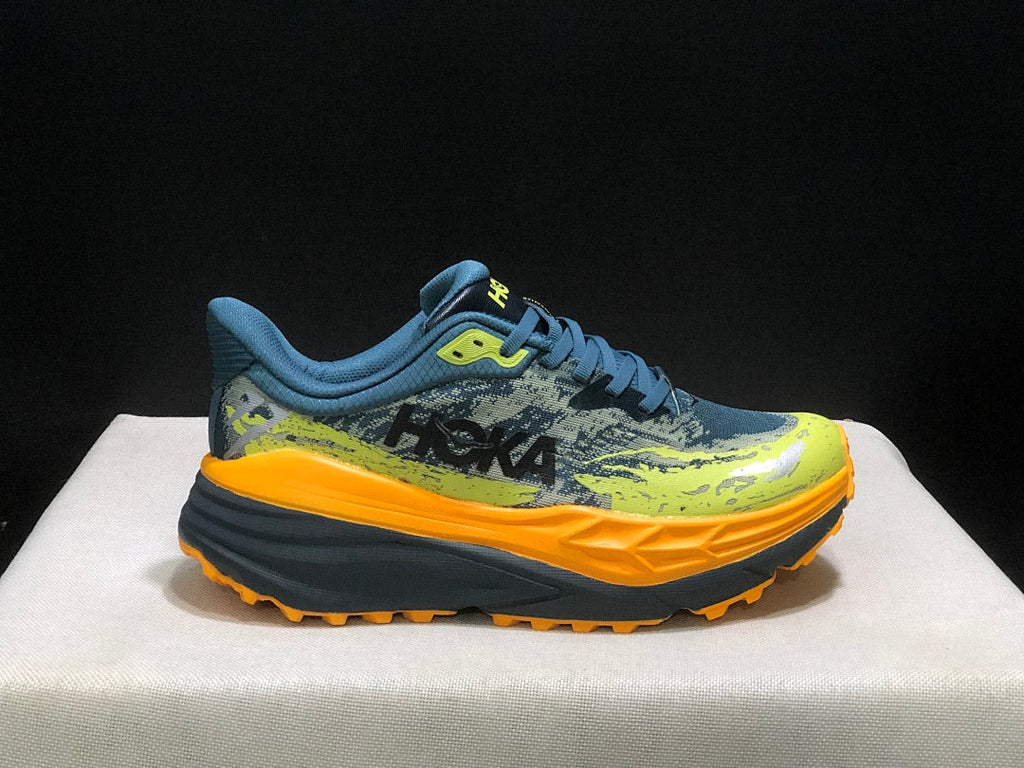 HOKA Stinson 7 Trail Running Shoes Blue Yellow Orange