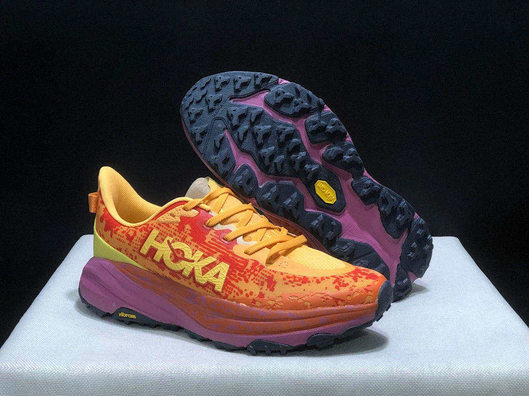 HOKA Speedgoat 6 Trail Running Shoes, Orange and Yellow