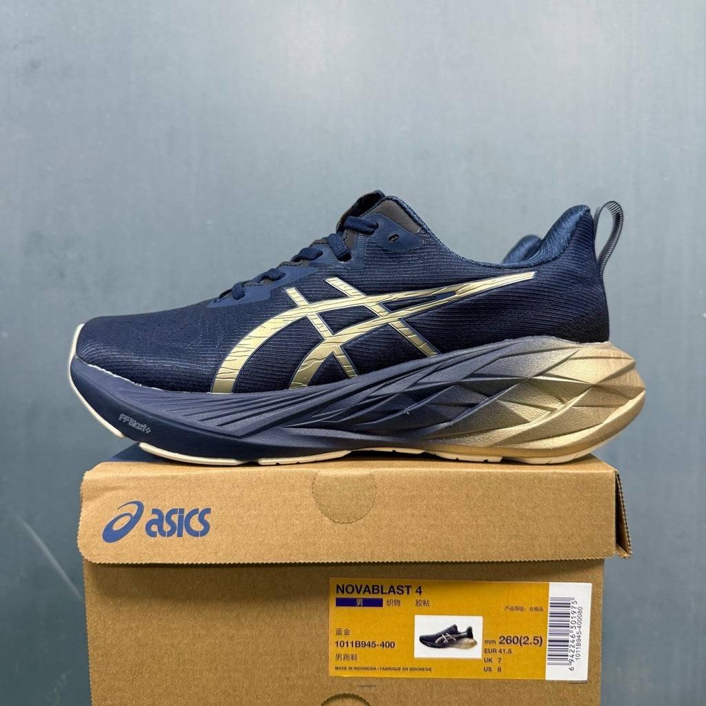 ASICS NOVABLAST 4 Running Shoes, Blue and Gold
