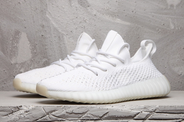 Yeezy 350 V2 White Knit Low-Top Sneakers