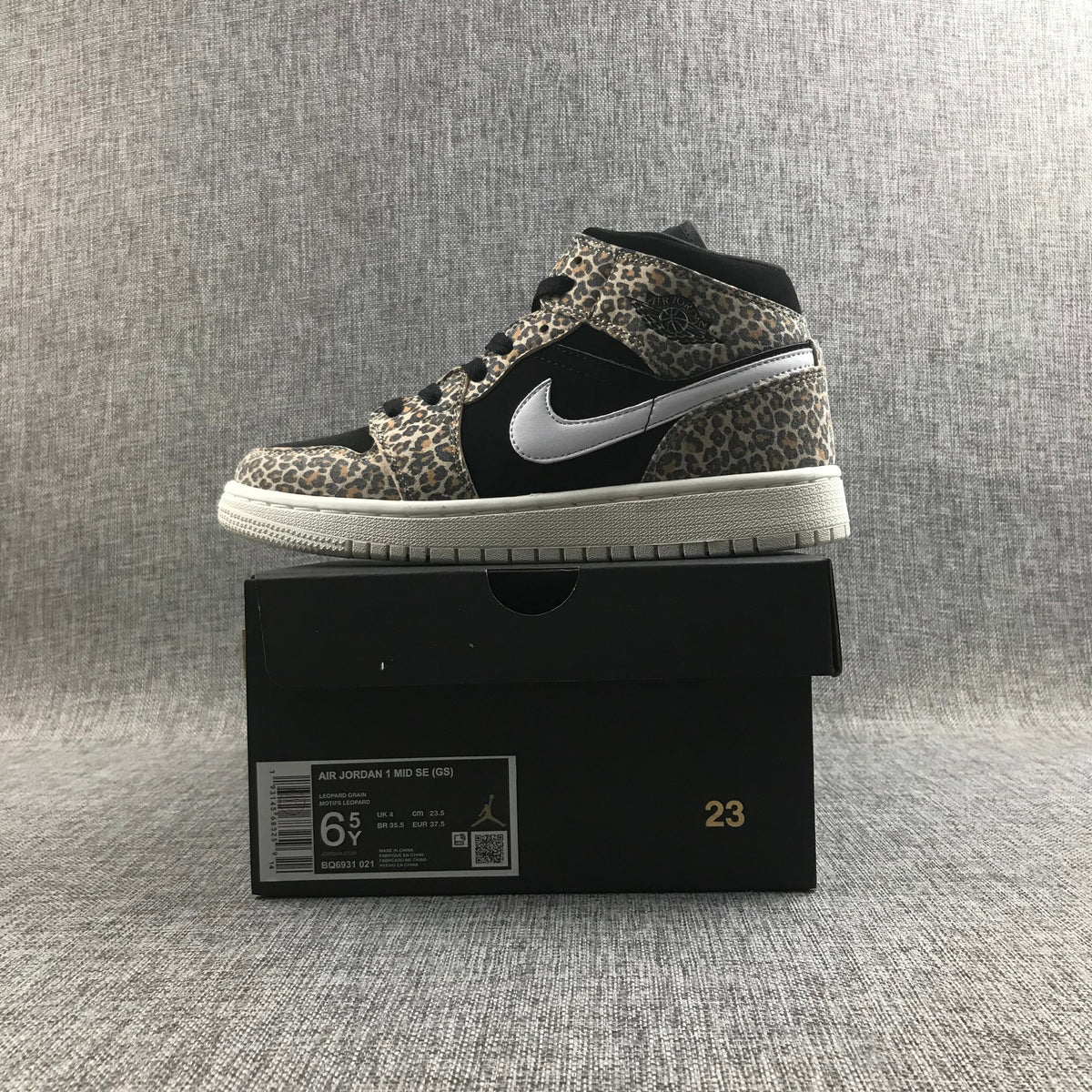 Air Jordan 1 Mid SE GS Leopard Print Sneakers BQ6931-021