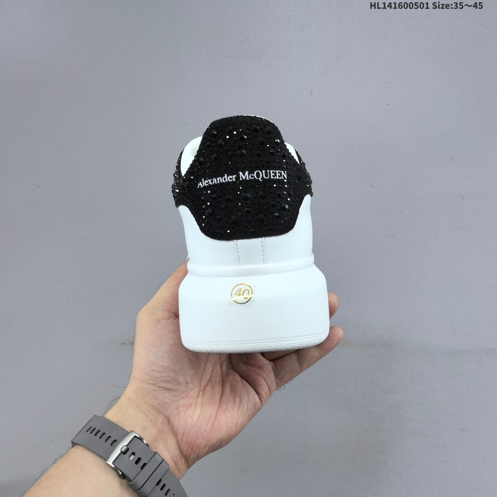 Alexander McQueen Oversized White Low-Top Sneakers with Black Heel