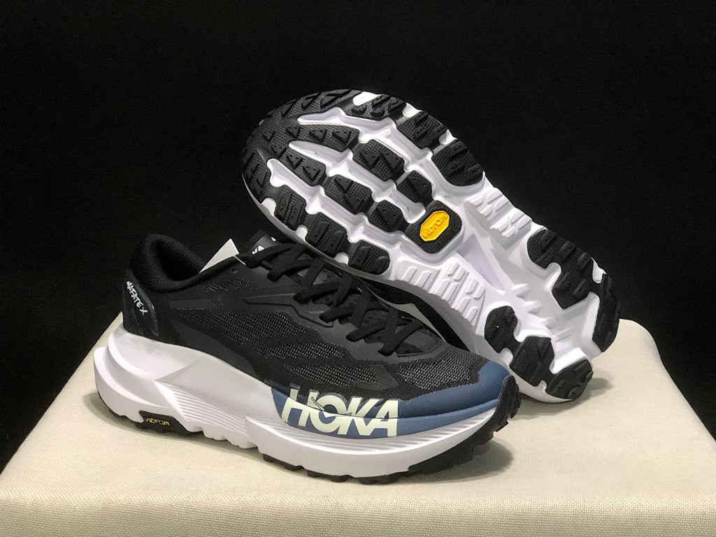 HOKA Mafate X Trail Running Shoes in Black and Blue