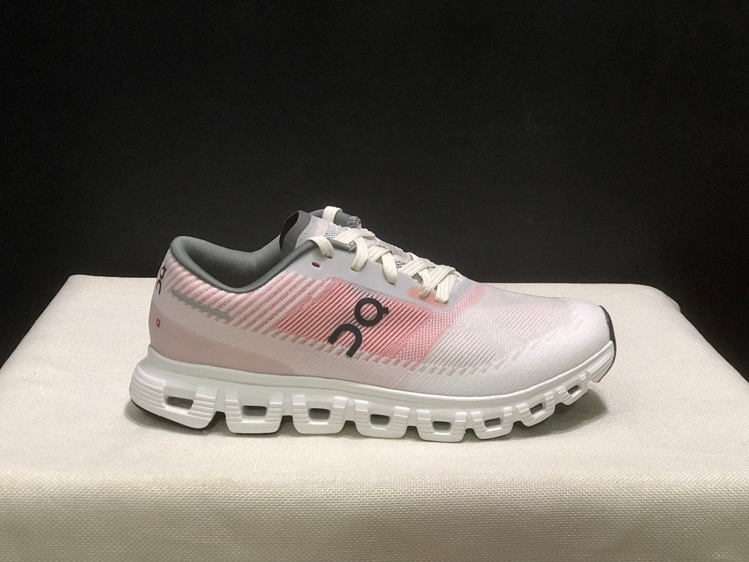 On Cloud 6 Push Sneakers in White and Pink