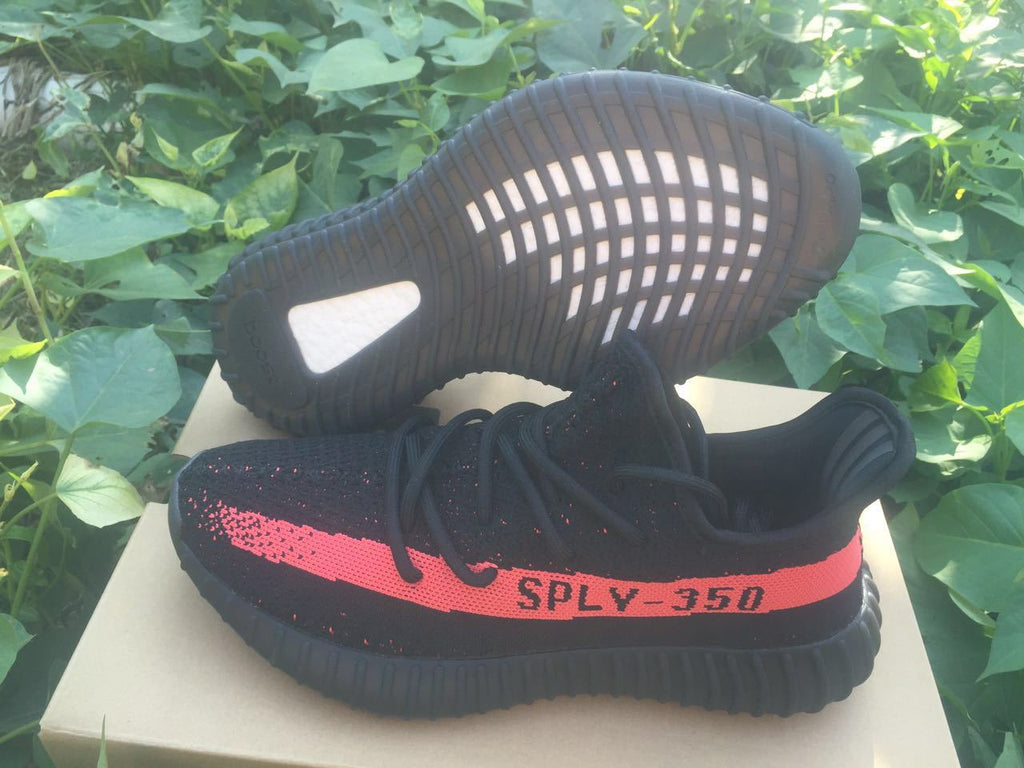 Yeezy Boost 350 V2 Black and Bright Coral Sneakers