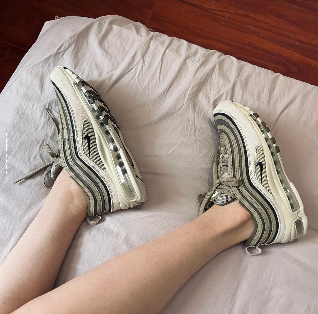 Nike Air Max 97 Sneakers, Olive Green and White, FB9619-002