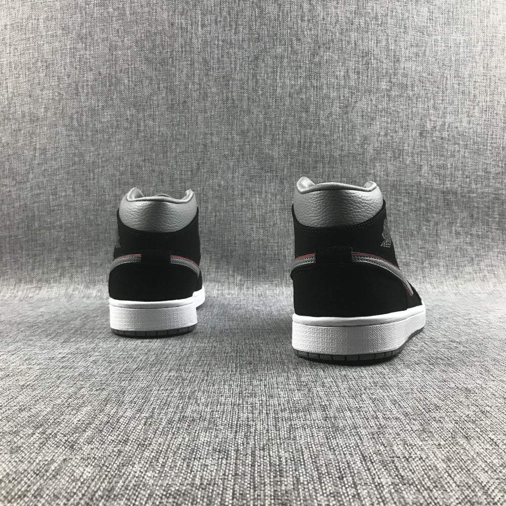 Air Jordan 1 Mid Black Grey Red Sneakers 554724-060
