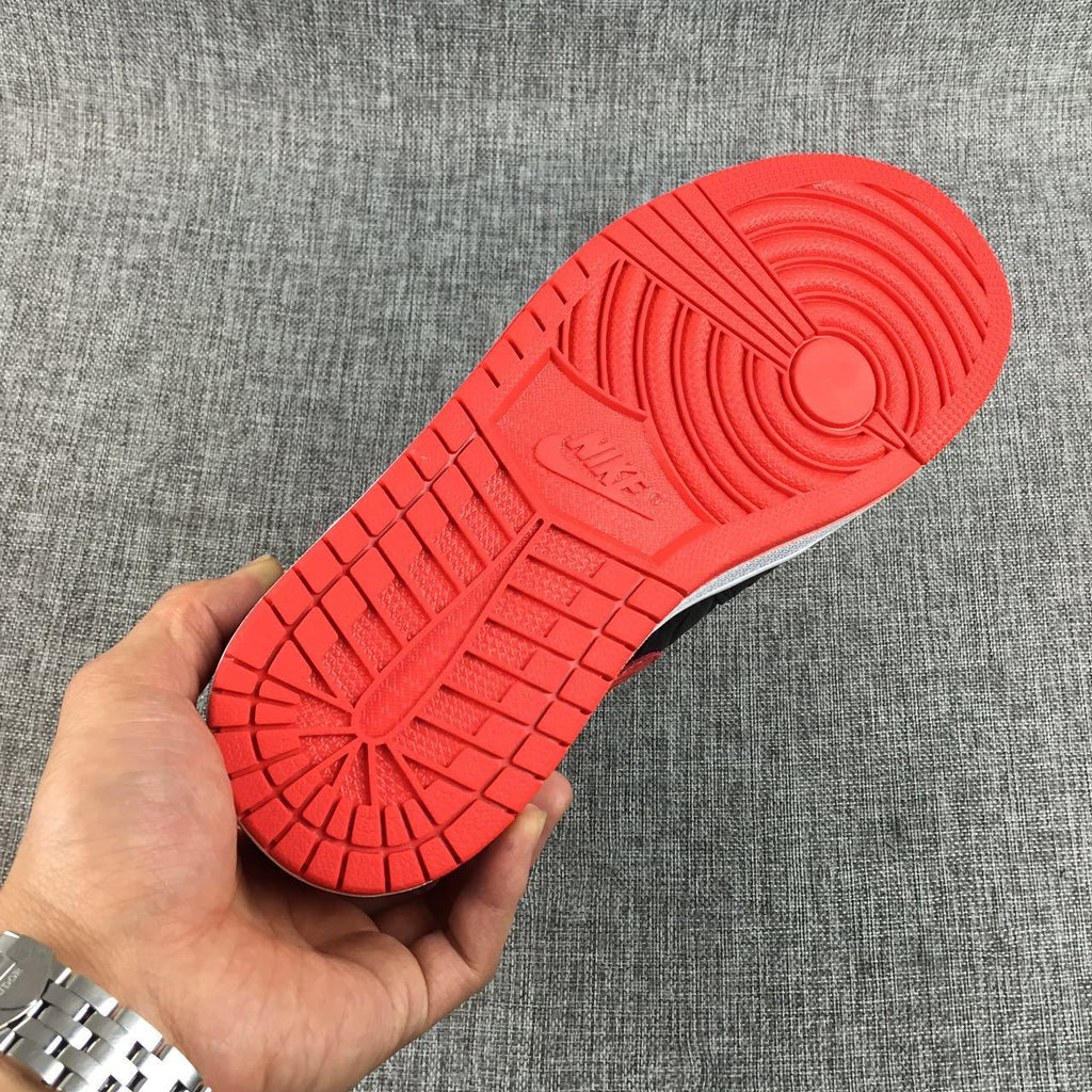 Air Jordan 1 High Black Red Scale-Textured Sneakers