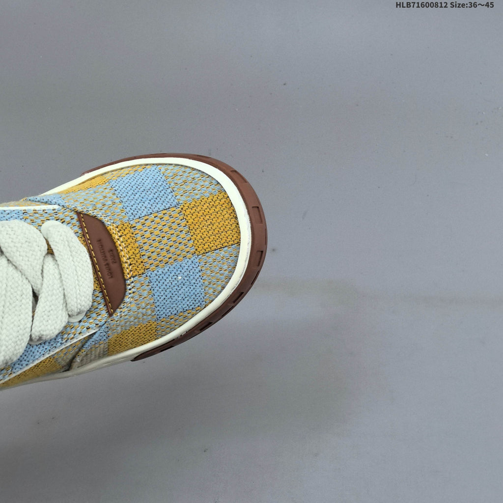 Louis Vuitton Tilted Low Sneakers in Blue and Yellow Check