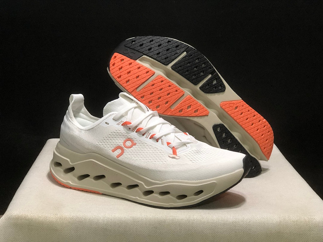 On Cloudsurfer Max Running Shoes Ivory Salmon