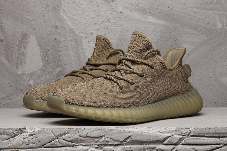 Yeezy 350 V2 Knit Sneakers in Taupe with Gum Sole