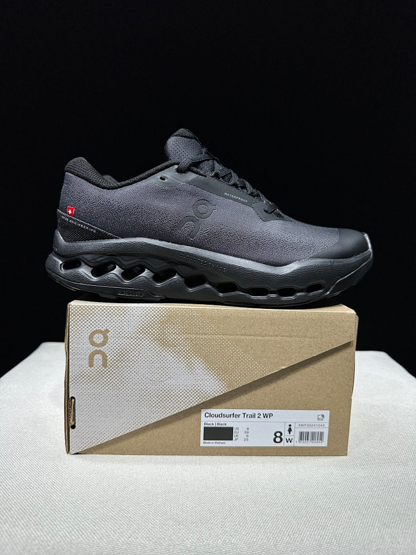 On Cloudsurfer Trail 2 Waterproof Trail Running Shoes, Black