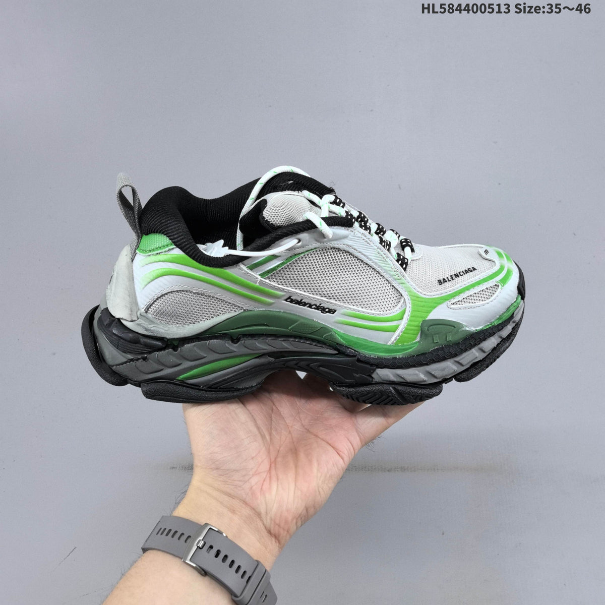 Balenciaga Triple S 2.0 Sneakers in White and Green
