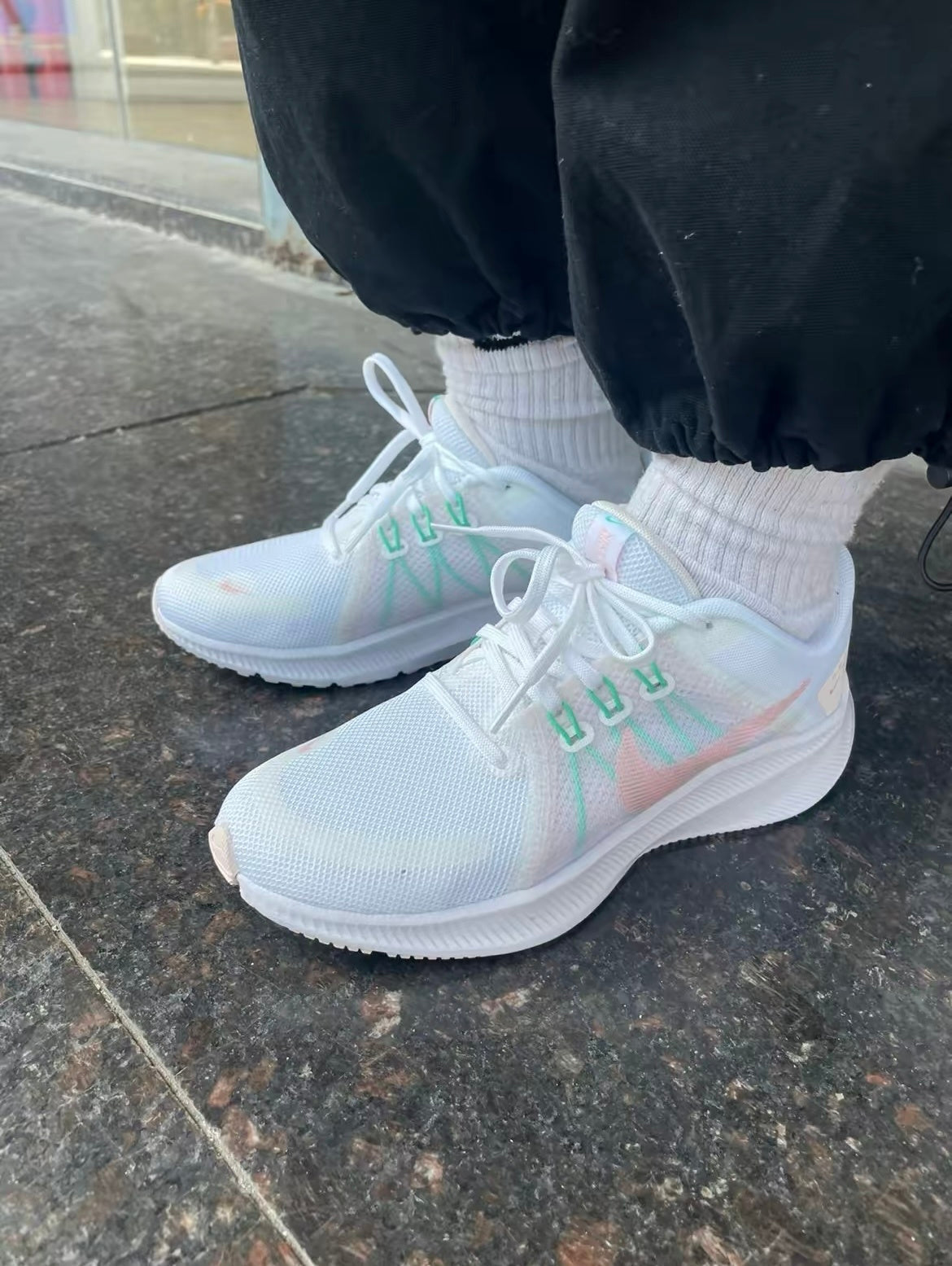 Nike Quest 4 Running Shoes White Mint Pink DA1106-105