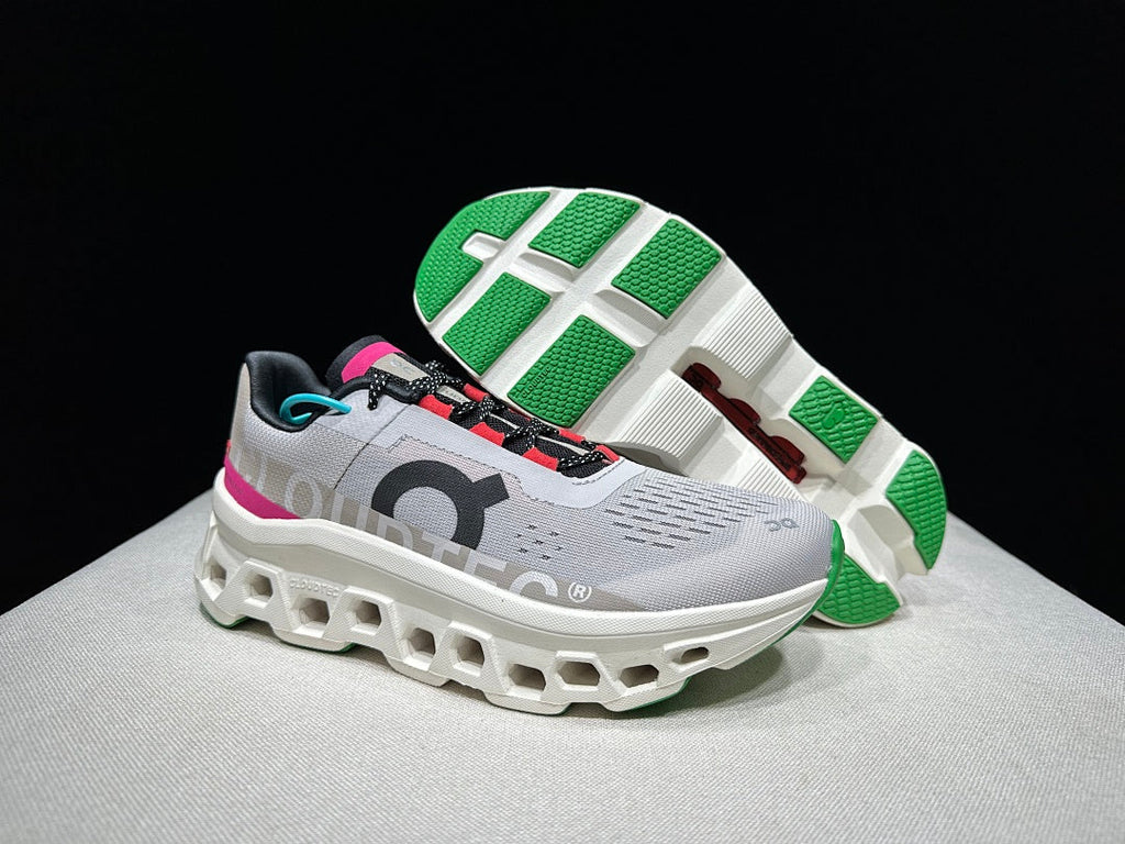 On Cloudmonster Running Shoes in Gray and Brown