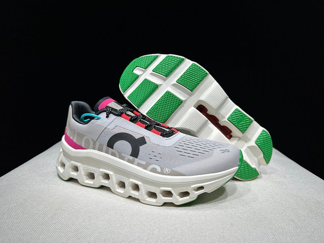 On Cloudmonster Running Shoes in Gray and Brown