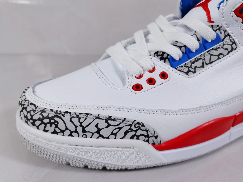Jordan 3 Retro White Red Blue Sneakers