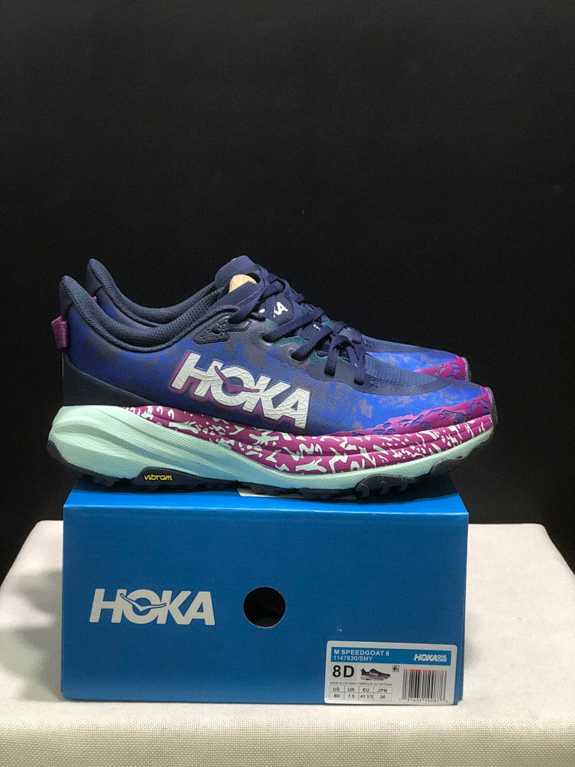 HOKA Speedgoat 6 Trail Running Shoes, Blue and Pink