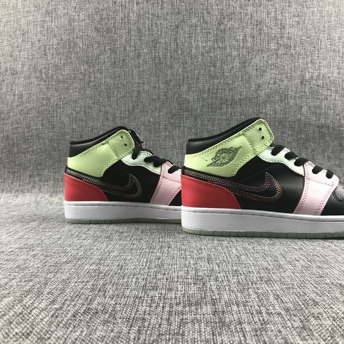 Jordan Air Jordan 1 Mid Sneakers Black Red Green Pink AV5174-076
