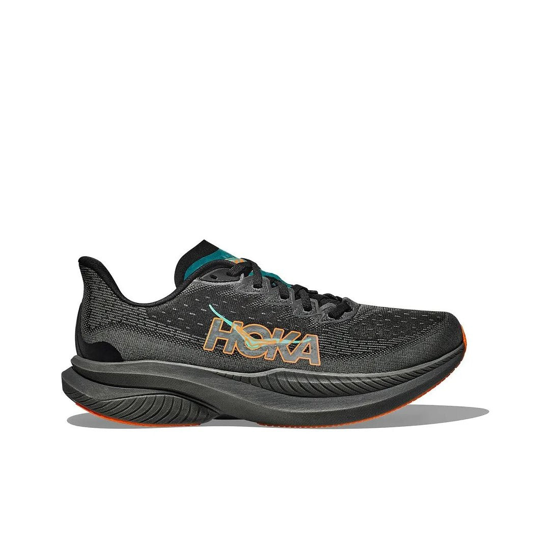 HOKA Mach 6 Running Shoes, Black with Teal and Orange