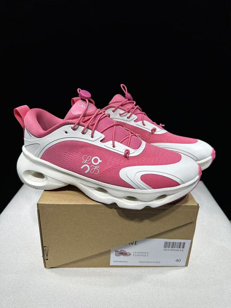 On x LOEWE Cloudventure 3.0 Sneakers White Peach Red
