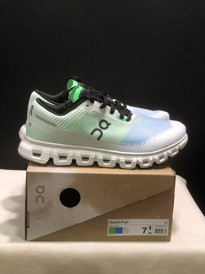 On Cloud 6 Push Sneakers in Green, Blue and Black