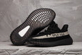 Yeezy 350 V2 Black and Cream Knit Sneakers