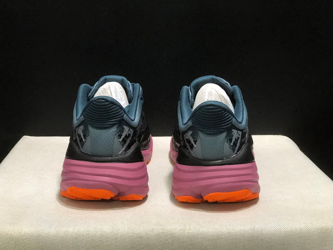 HOKA Stinson 7 Trail Running Shoes in Blue and Orange