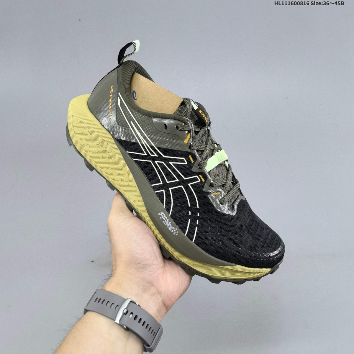 ASICS GEL-TRABUCO 13 Trail Running Shoes, Black and Olive