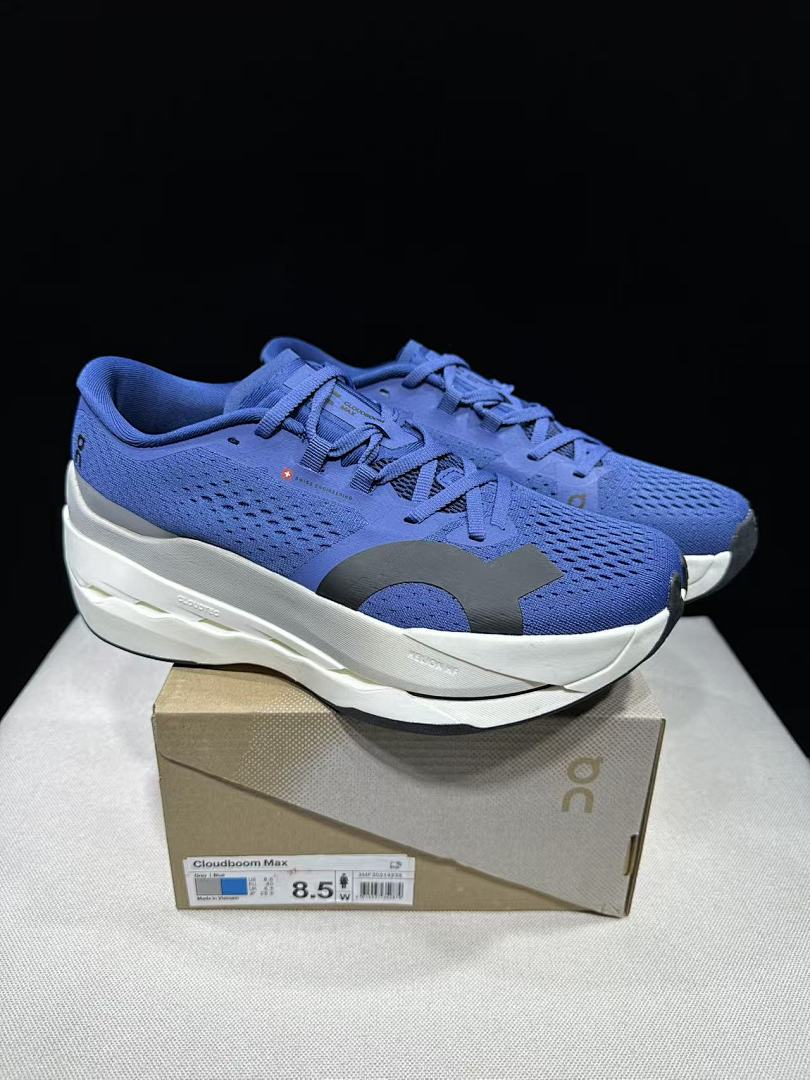 On Cloudboom Max Running Shoes, Blue and White