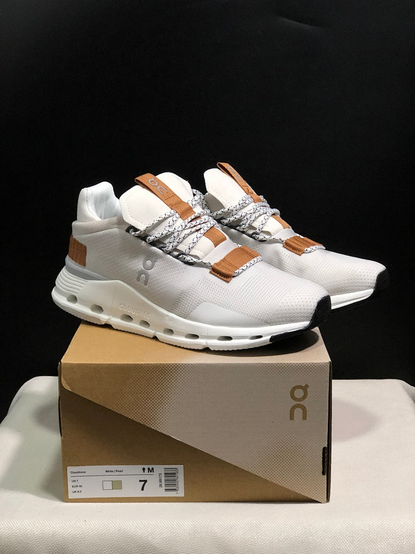 On Cloudnova 1 Sneakers in White Pearl