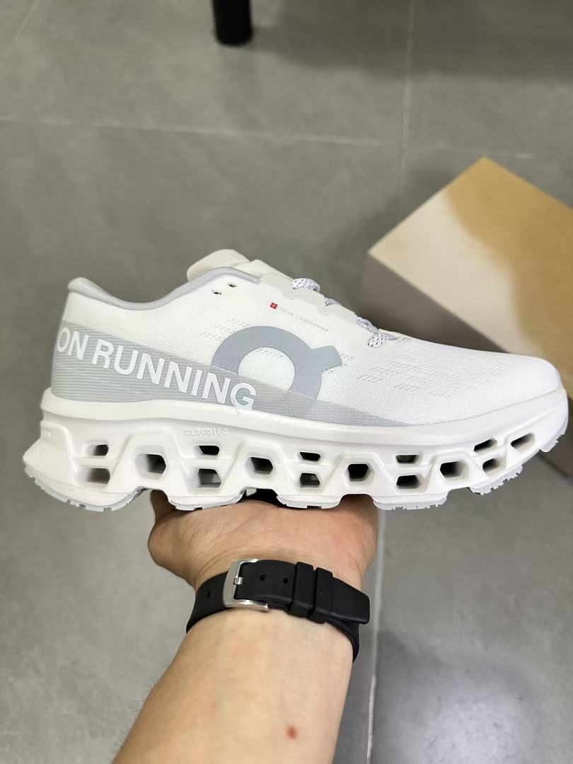 On Running White and Gray Running Sneakers