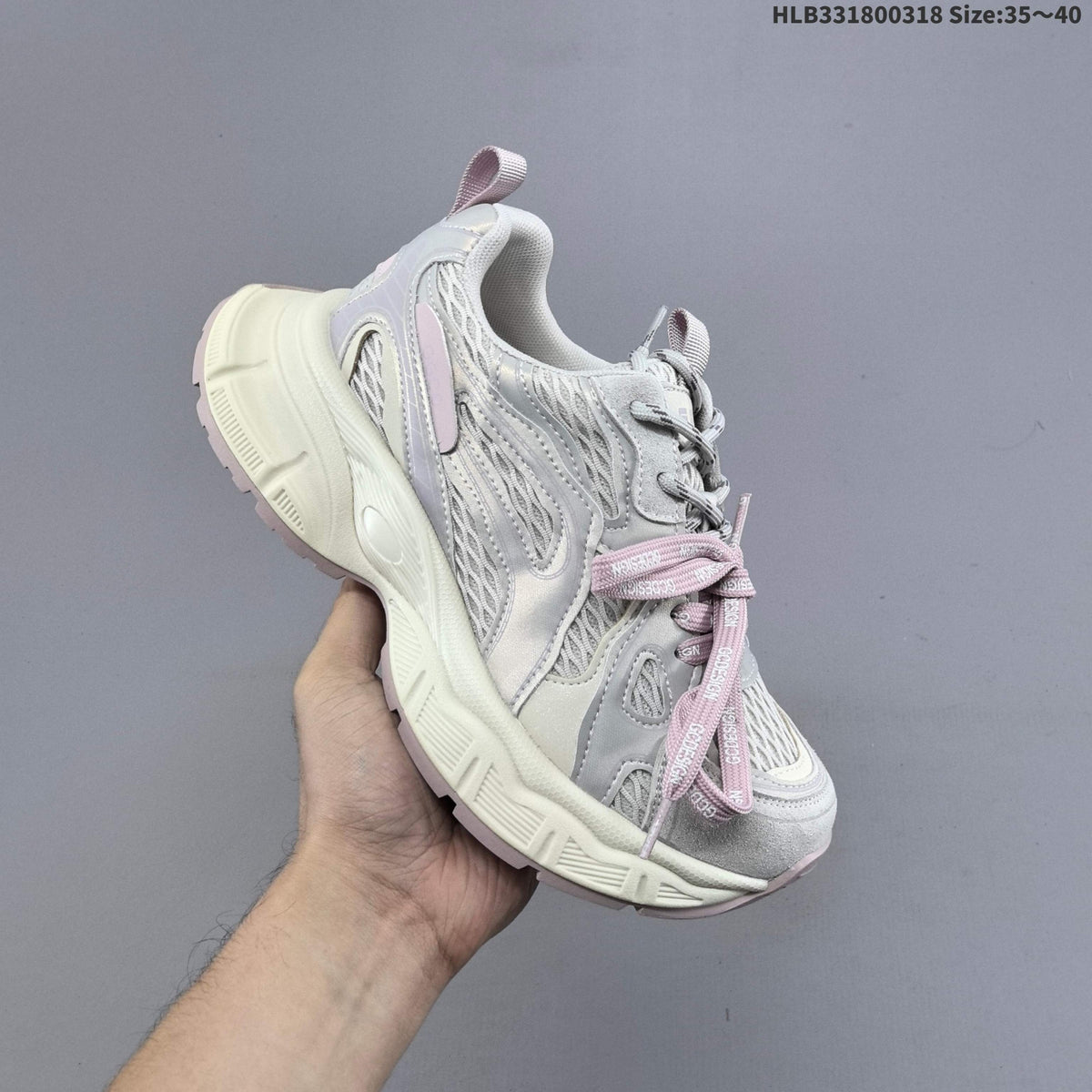 GG-CC Chunky Platform Sneakers in Gray and Pink