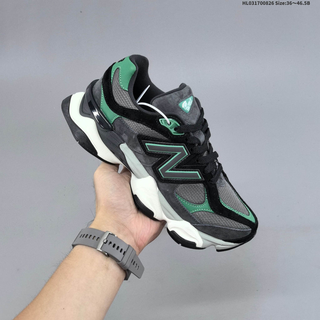 New Balance 9060 Sneakers in Charcoal and Green