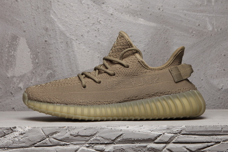 Yeezy 350 V2 Knit Sneakers in Taupe with Gum Sole