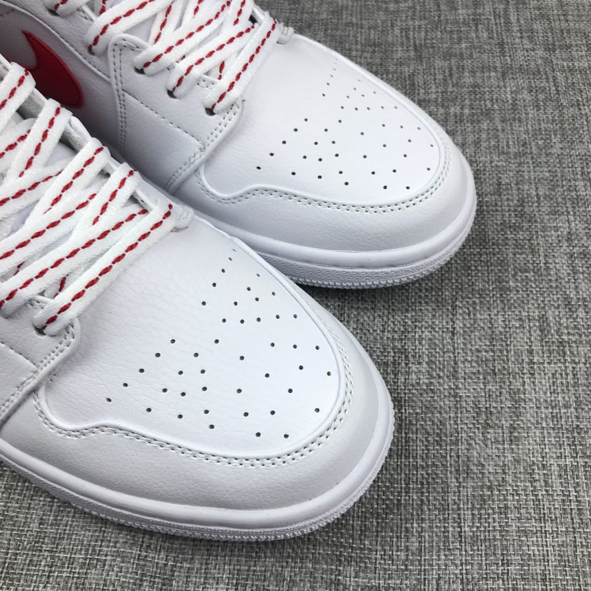 Air Jordan 1 Mid Ice Blue White and Red Sneakers 555112-104