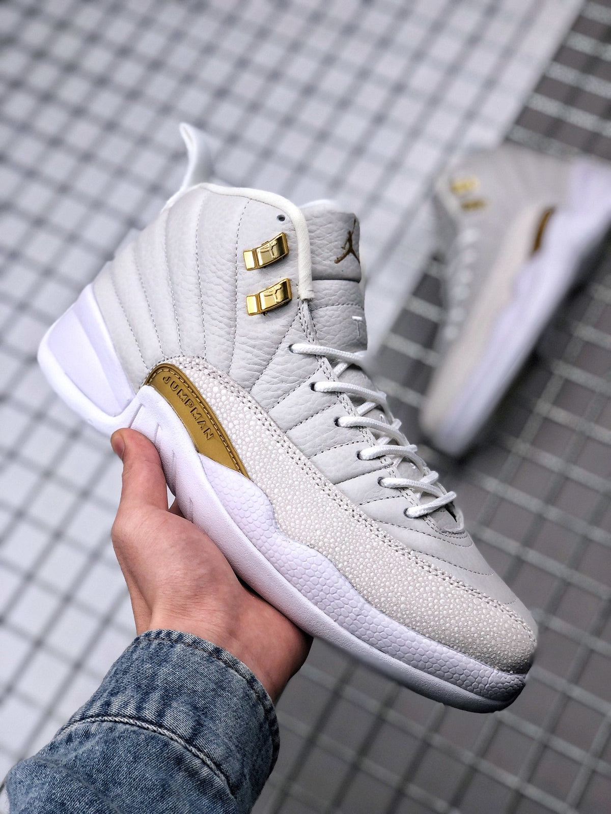 Air Jordan 12 OVO White Gold Sneakers 873864-102