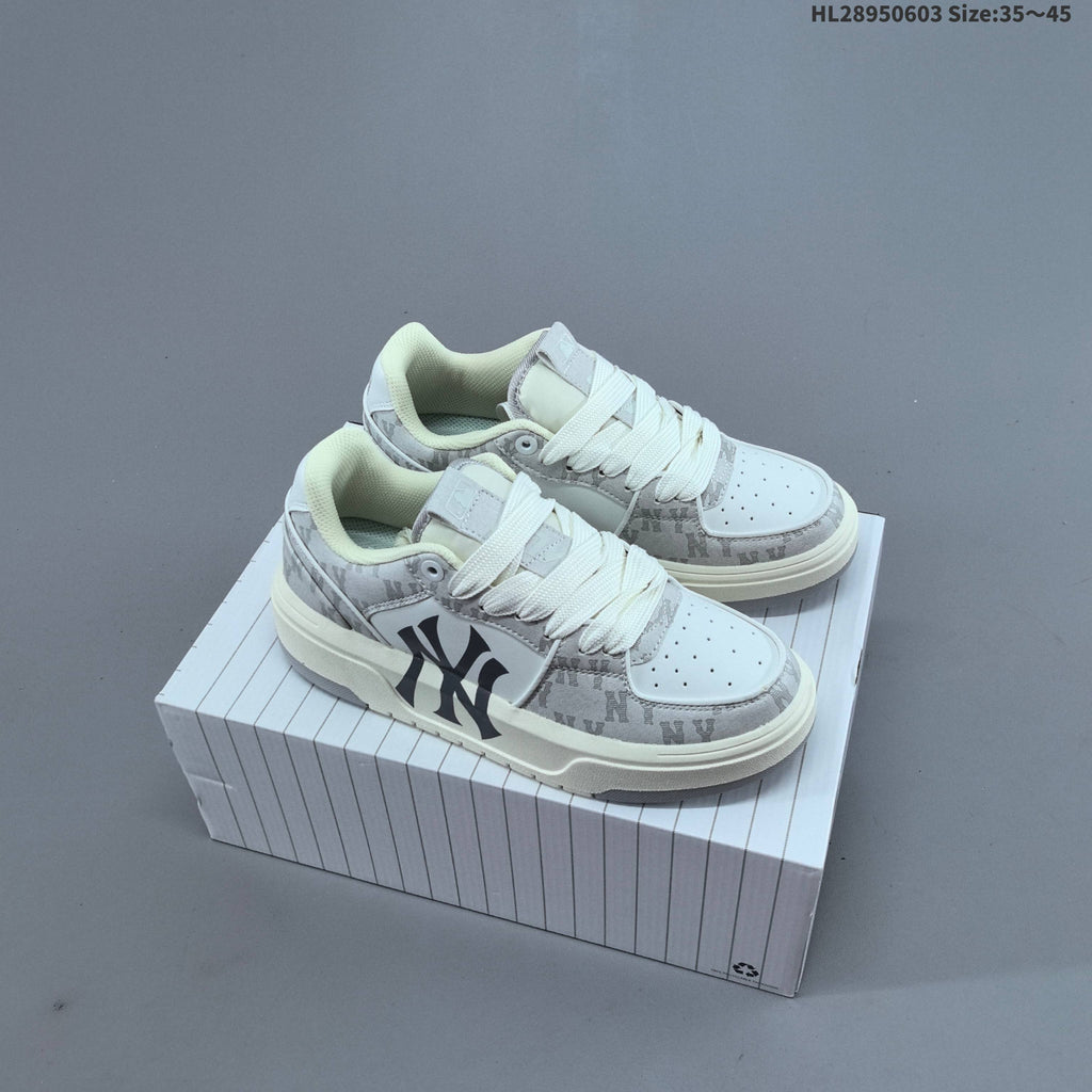 MLB New York Yankees Platform Sneakers, White and Gray