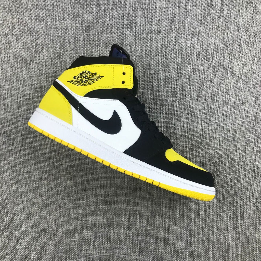 Air Jordan 1 Mid SE Black Yellow Toe Sneakers 852542-071